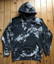 hoodie kapuzenpulli CLEPTOMANICX bleach tiedye dunkelgrau, gebraucht, M