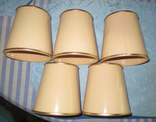 5 Lampenschirme Lack beige creme Goldrand Lackschirme für Kerzenlampen