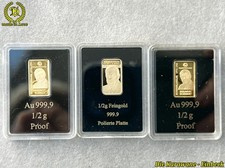 3 x Goldbarren 0,5g Feingold 9999 Deutscher Bundeskanzler Helmut Schmidt -Kapsel