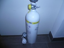 Sauerstoffflasche med. 2 l, gefüllt in Alu gebraucht ,mit neuem  Druckminderer