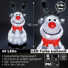 Acryl Elch 45 LEDS Weihnachtsfigur beleuchtet Timer Weihnachtsdeko Außen & Innen