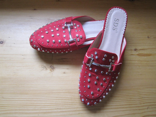Mules sabot mit nieten rot - mules/sabot, in