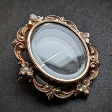 Brosche Anhänger Silber vergoldet Österreich Medaillon Perle alt antik c. 1890