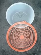 Tupperware Salat Sieb, Vintage Weiß Orange, Waschschüssel 1835, Tupper