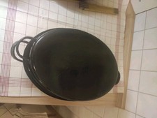  DDR Bräter , Bratpfanne mit Deckel oval Gänsebräter Emaille