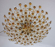 XL Antik PALWA Messing-Bleikristall Blumen Kronleuchter, Lüster 8 Flammig