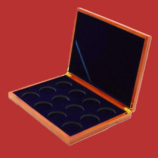 1 Stück Sammelbox Holz Samtbezug 12 China Panda / Lunar Münzen leere Box No Coin