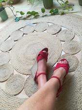 Schuhe 39 Absatz 9,5cm Sandalen rot Sandalen Sommer Plateau