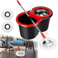 Spin Mop Set Bodenwischer mit Eimer und Zweitanksystem Wischmopp 2 Ersatzköpfen