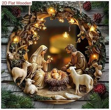 Holzschild Weihnachten Winter Krippe Jesus Kind Krippenszene 20cm