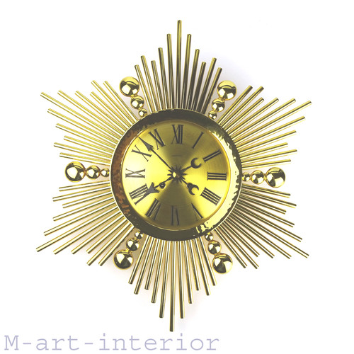 Luxor wanduhr sonne - sonne, vergoldet