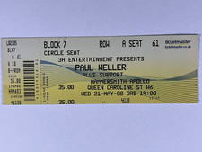 Paul Weller Konzert Ticket Komplett Ungebrauchtes Orig Hammersmith London 21 Mai