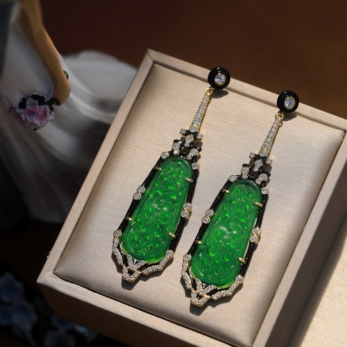 Ohrringe stecker golden - golden, jade