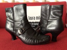 Laura Milani Damen Stiefeletten Leder Gr.42 Weite G, schwarz, Reisverschluss