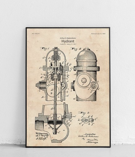 Hydrant patentzeichnung plakat - hydrant,