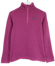 Patagonia Pullover Damen M Rosa Fleece Logo 1/4 Zip Hoher Kragen Sweatshirt