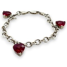 Bettelarmband Herz Sterling Silber 925 mit roten Steinen (0041)