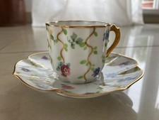 Jugendstil Mokkatasse Mäbendorf Porzellan Tasse Blumen mit gold