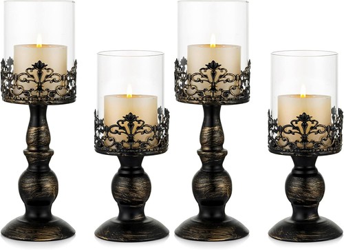 Kerzenständer schwarz 2er set - kerzenständer,