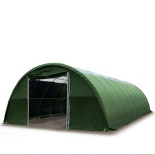 Stabile Rundbogenhalle 9,15x26m mit Oberlicht Leichtbauhalle PVC grün