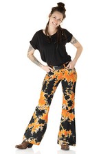 Comycom Damen Batik Schlaghose orange schwarz