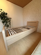Holzbett 90x200 cm Massivholz Einzelbett mit Lattenrost