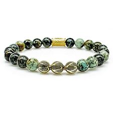 African Türkis 925 Sterling Silber Armband Bracelet Perlenarmband Kugel 18k Gold