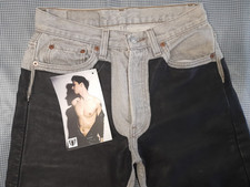 1393 W28 BOCKLE LEVIS JEANS and ANILINE LEATHER PANTS gray black lederjeans