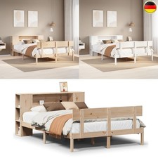 Massivholzbett Holzbett Einzelbett Doppelbett Bettgestell Gästebett mit Regal DE