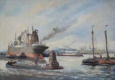 Gemälde Frachter im Hafen 70x50cm