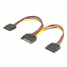 K14 SATA Verlängerung Kabel Stromkabel Stromadapter 15pin Stecker auf 2x Buchse