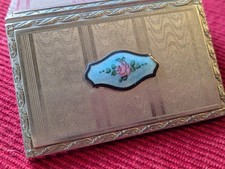 Antikes Guilloché-Emaille (Visitenkarten) Etui, Rosenmotiv – verm. 1930er Jahre