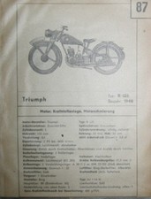 * Triumph B 125  B125 1948  Datenblatt Typenblatt Wartung Pflegedienst 