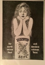 Originalwerbung Reklame 1911 Steckenpferd-Lilienmilch-Seife mit schöner Frau