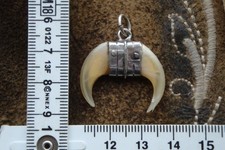 Charivari Anhänger Fassung 800er Silber alte schöne Luchskralle doppelt genietet