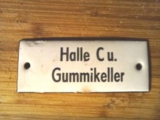 Antikes Emaille Schild, Halle