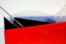 Wandskulptur Holz farbige Flächen Plexiglas signiert Max Gerhard Konkrete Kunst 