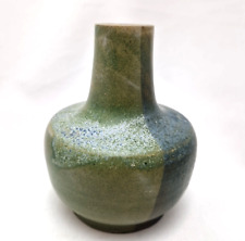Vase Keramik Retro Getöpfert Raku ? Grün Blau Handarbeit Vintage Stempel 13cm
