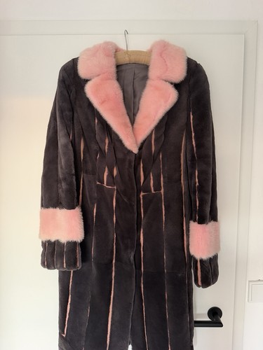 Luxus nerzmantel grau rosa - grau,