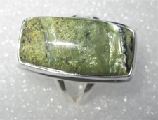 RARITÄT ECHTER NATUR Grüner Opal Katzenauge RING 925 Silber Gr17 *23x13mm*