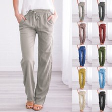 Damen Leinen Weitem Bein Hose