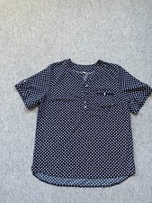 Bluse Größe L 40 marine weiße Punkte knitterfrei neuwertig kurze Ärmel