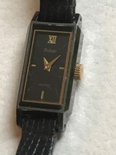 sehr feine Pulsar Quartz Damen Uhr Damenuhr eckig Armbanduhr alt antik