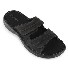 Leder Hausschuhe Herren Klettverschluss Pantoletten Pantoffel Latschen Sommer