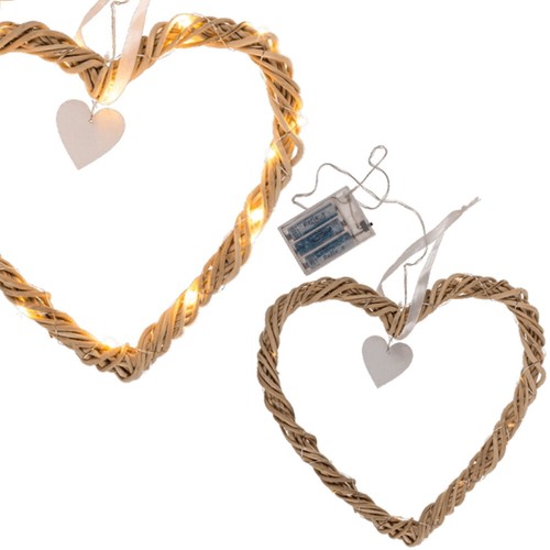Rattan herz mit led - mit,