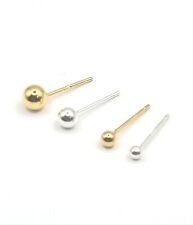 Echt 925 Sterling Silber Kugel Ohrringe Ohrstecker   Gold Silber