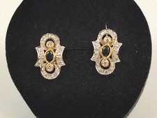 Top feine Ohrstecker  14 ct. 585 Gold Damen Edel Ohrringe Saphir viel Diamant