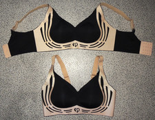 2x bügellose BH seamless Push-Up Schwarz/Beige Gr. 4XL (eher XL) Sport