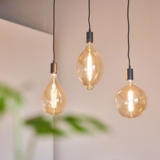 Trio LED Pendelleuchte Ginster Schwarz 3x 8W E27 Filament Vintage 1680lm dimmbar