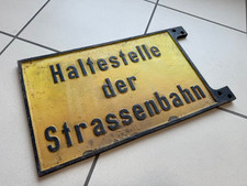 Straßenbahn Haltestelle Verkehrsschild aus Gusseisen 1900 Kaiserzeit Deutsches